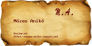 Mózes Anikó névjegykártya